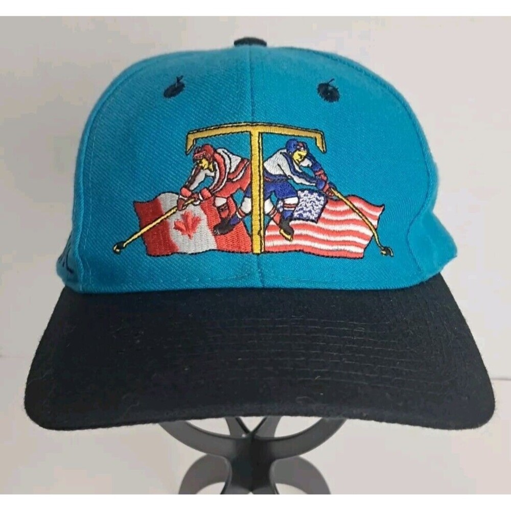 Hockey USA vs. Canada Turcotte Can You Handle It? Blue SnapBack Hat Cap Vintage